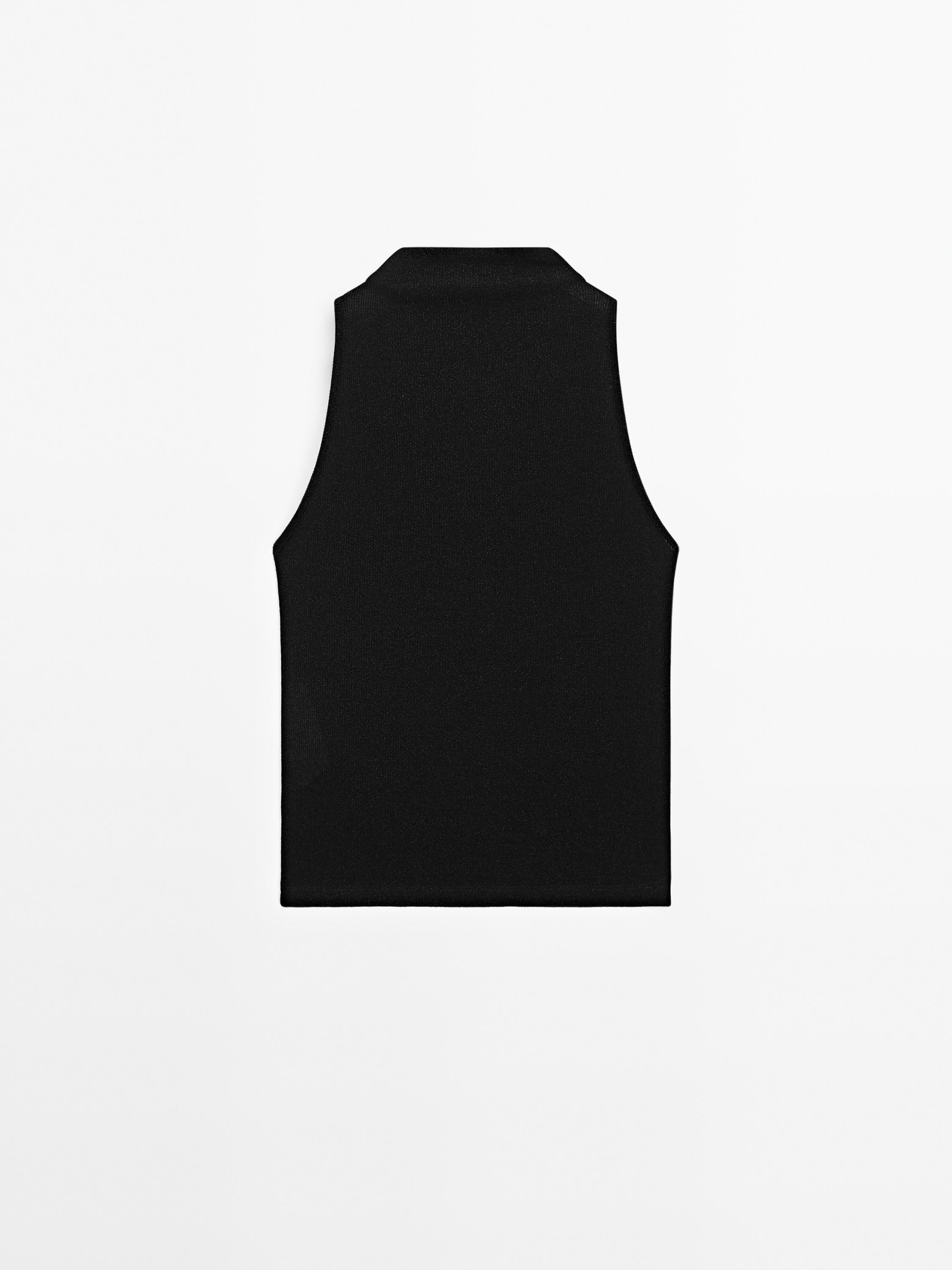 Metallic-effect halterneck top